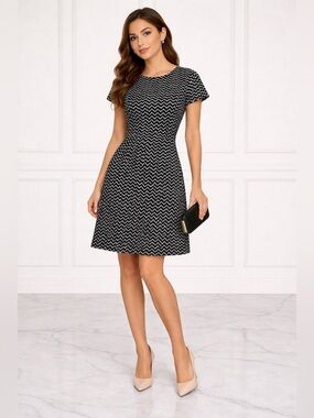 Calvin Klein Black and White Midi Dress